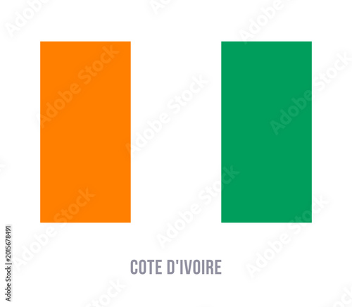 Cuadro en lienzo Flat vector illustration of the national flag of Cote dIvoire isolated on a white background for country symbol design
