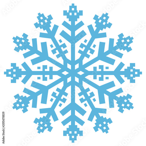 Foto Geometric Pixelated Blue Snowflake Vector Asset with Square Accents for Contempo