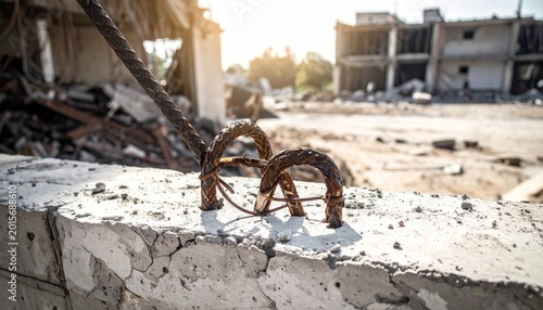 Twisted Rebar in Damaged Concrete Structure
