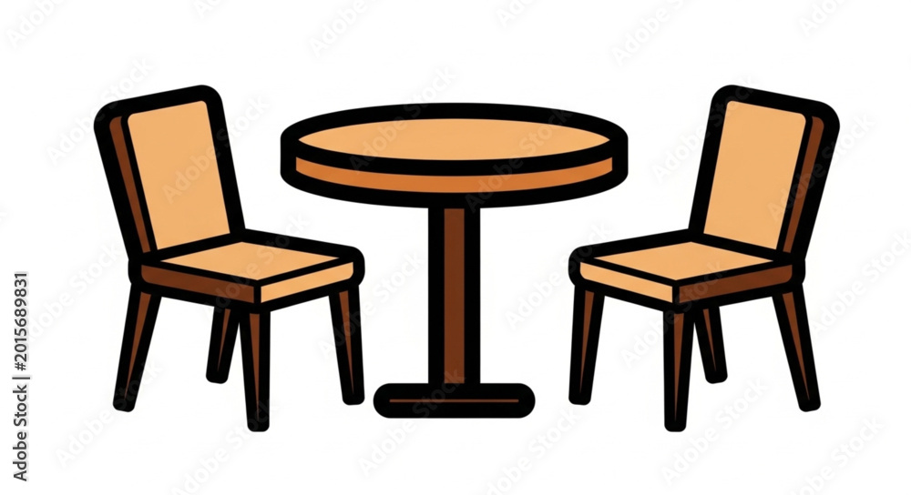 Fototapeta premium A simple illustration of a round table with two chairs.
