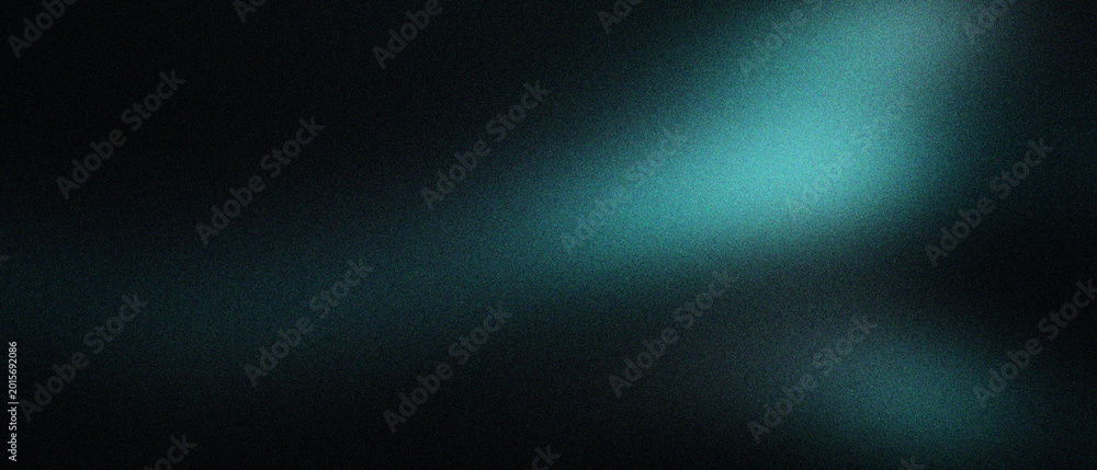 Obraz premium Cinematic dark teal light leak on black background, moody ethereal glow with grainy film texture, mysterious abstract smoke effect for overlay, soft teal illumination for creative design