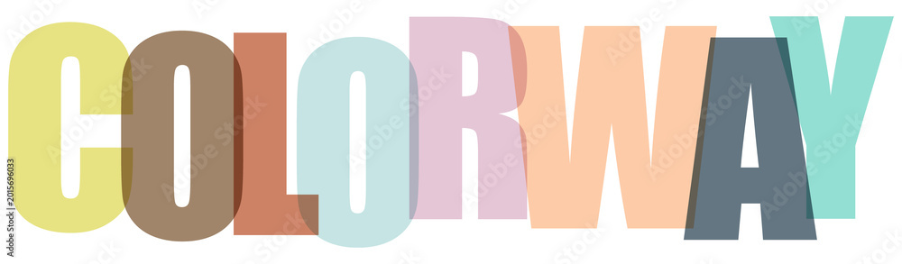 Fototapeta premium Colorway colorful large bold typography text with shadow effect on transparent grid background.