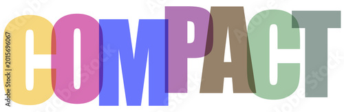Foto Compact word graphic with bold overlapping colored letters for space saving design ideas