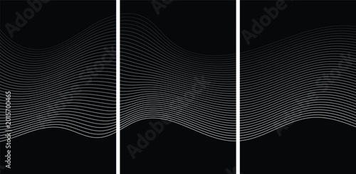 Black background with white wavy lines and vertical lines 2