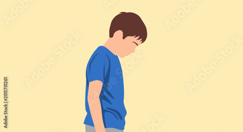 Photos Sad Child Looking Down, Depression, Loneliness, Mental Health Concept