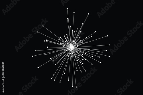 Abstract network connection with radiating lines and dots