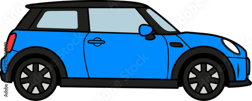 Blue Mini Cooper Car Illustration