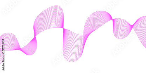 Fotografía Abstract Magenta Wave Pattern with Smooth Curves and Fluid Motion on White Backg
