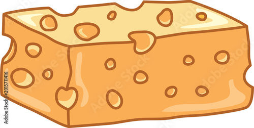 Small bar of yellow swiss cheese with holes cartoon vector