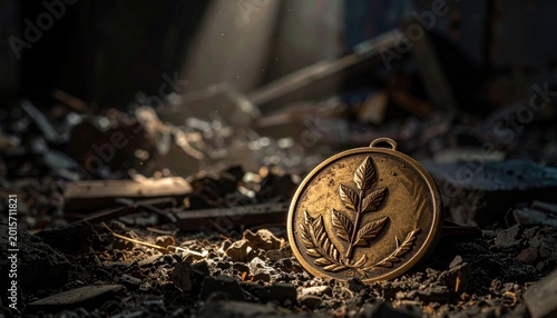 Untarnished Medal Lying in Rubble