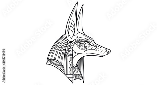Foto Anubis Egyptian God Head Outline Illustration - Ancient Deity Portrait
