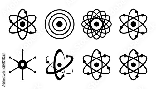 Vászonkép Atomic Structure Icons, Atom Symbols, Scientific Models, Physics Diagrams, Chemi
