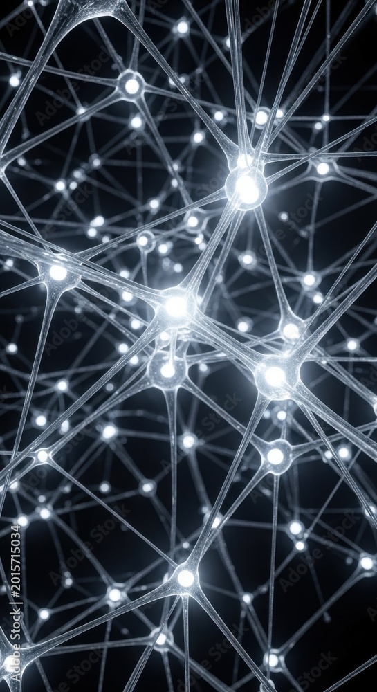 Fototapeta premium Neon Network Connections, Glowing Lines and Nodes, Web Illustration, Dark Background