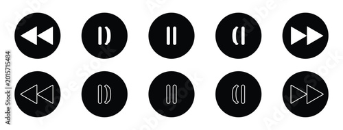 Fotografía Media player button icons set Vector illustration