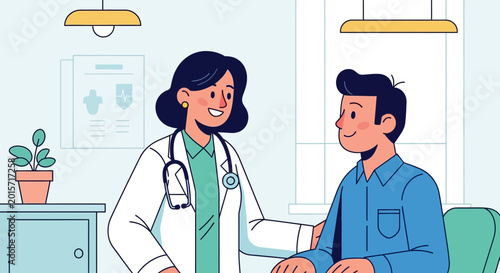 Doctor and patient in consultation room, healthcare, medical checkup, friendly doctor