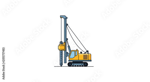 Photos Yellow drilling rig machine with mechanical arm, construction equipment isolated on white background