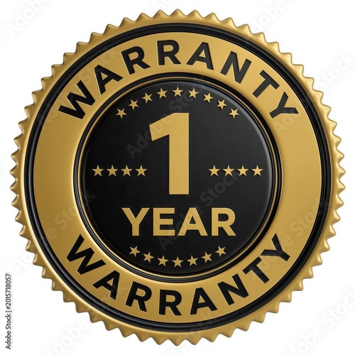 Premium Gold and Black 1 Year Warranty Seal Badge with Stars