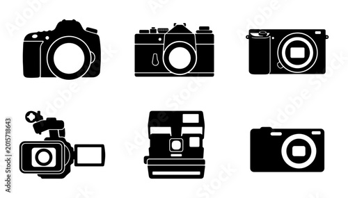 Quadro su tela Camera Icons Set, Digital SLR, Vintage Film, Compact Digital, Camcorder, Instant