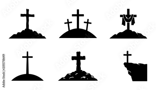 Tableau sur toile Christian Cross Icons, Religious Symbols, Calvary Hill Scenes, Spiritual Grave M