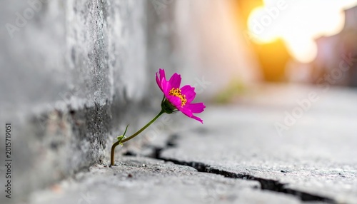 Vibrant Pink Flower Pushes Through Concrete Crack