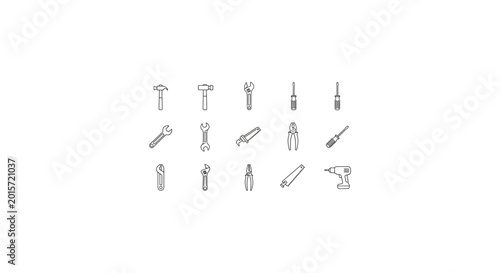 Canvastavla Set of various hand tools and power tools icons for construction and repair work