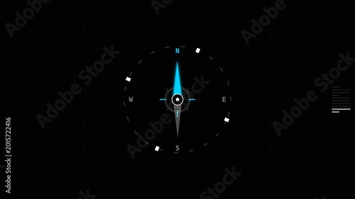 Dynamic Compass Animation Showing Navigation Direction with Modern Visual Style for Travel or Tech Videos