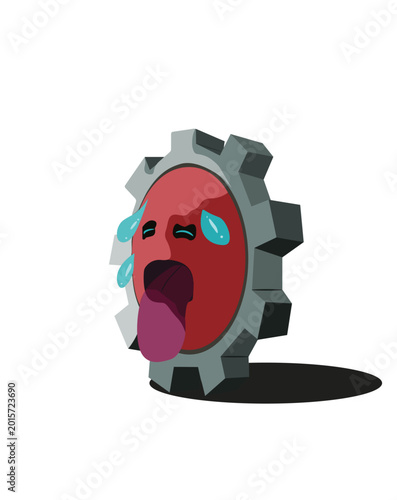 Fotografia funny cartoon a gear with pace that look tired