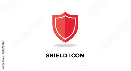 Red shield icon representing protection and security on white background.