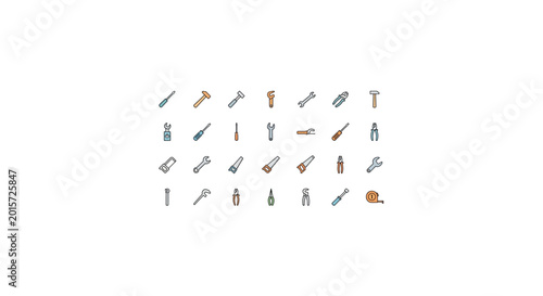 Foto Collection of various musical instruments icons in a minimalist style