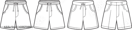 Photos Four styles of casual drawstring shorts illustration