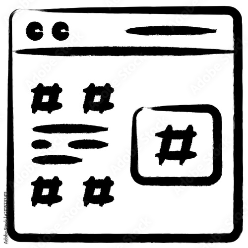 Hand Drawn Social Media Hashtag and Trending Topic Icon