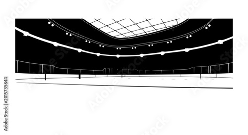 Minimalist Graphic Illustration of an Empty Indoor Stadium Interior