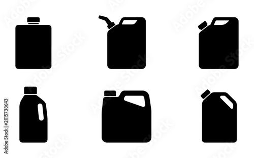 Fotografija Fuel Can Icons, Jerry Can Vector Set, Gas Container Silhouettes, Liquid Storage