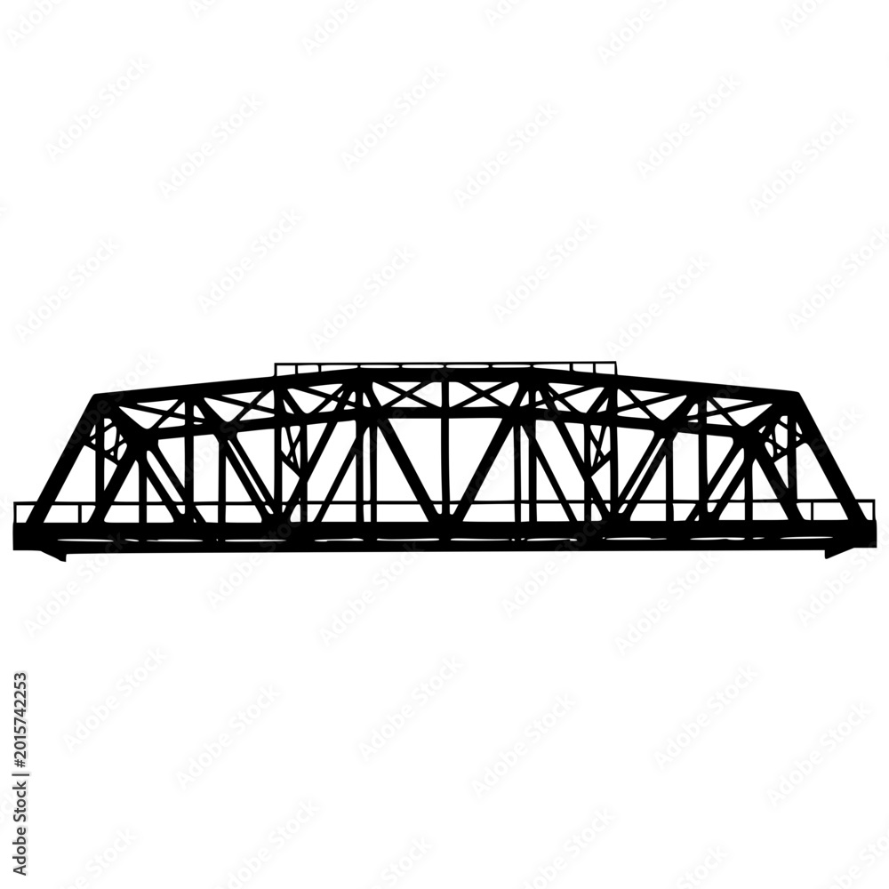 Fototapeta premium Truss bridge silhouette isolated on white background
