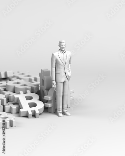 ビットコインマークとビジネスマン