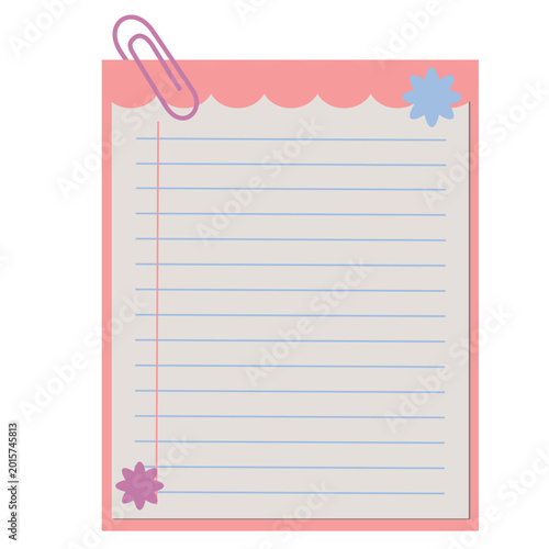 Cute Sticky Notes and Torn Paper Illustration with Paperclips