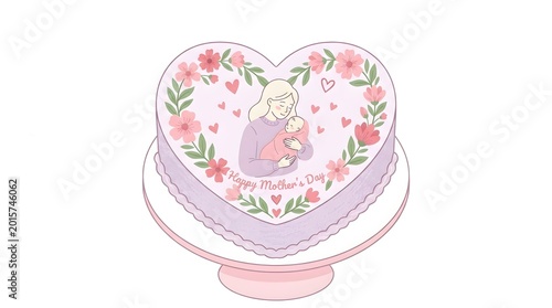 Cute Mother’s Day Cake Vector Illustration