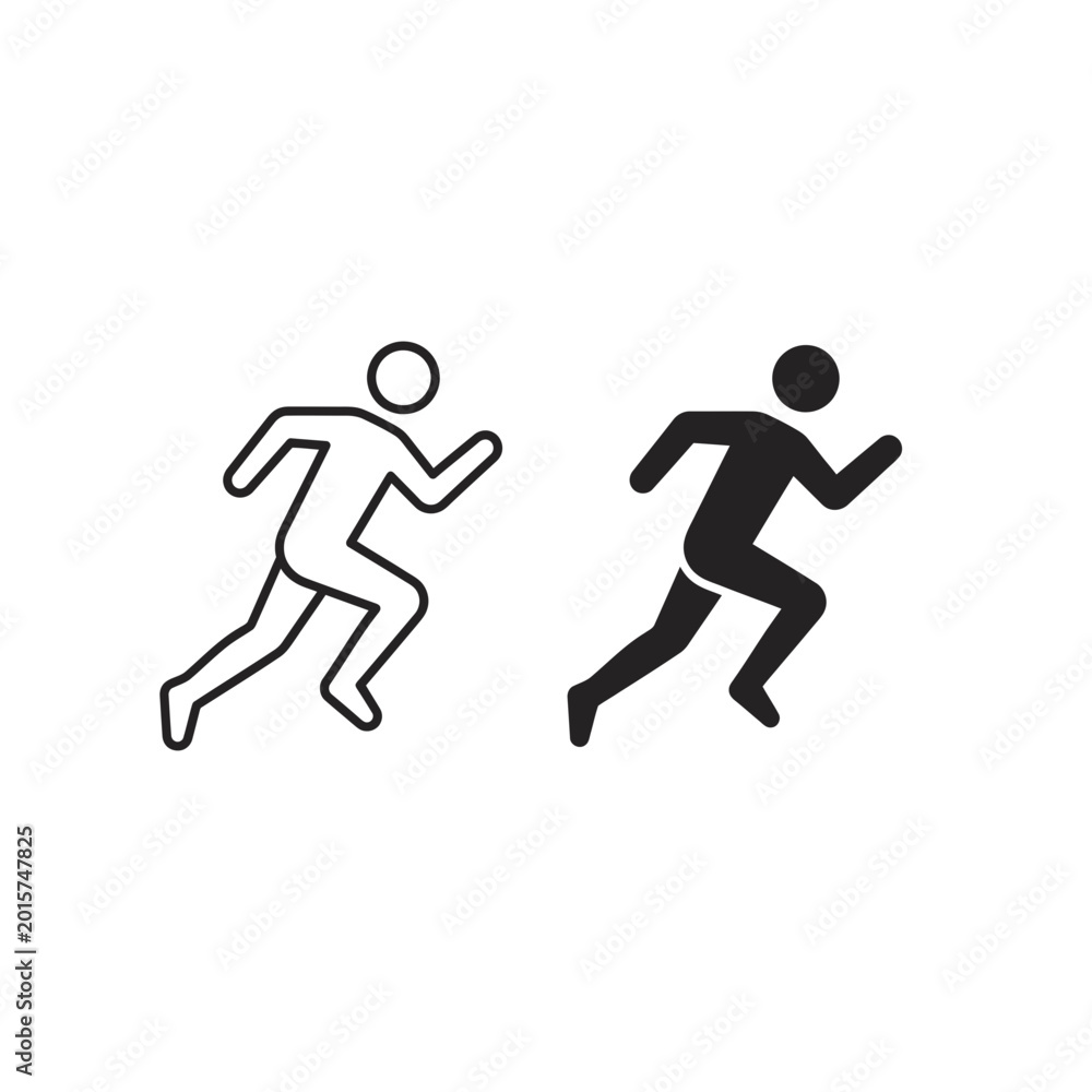 Obraz premium Running Man icon set, outline and solid, white background