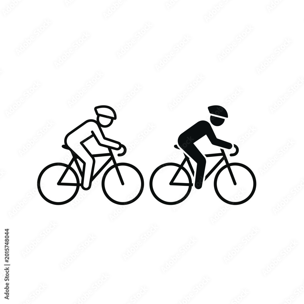 Obraz premium Cycling icon set, outline and solid style, white background