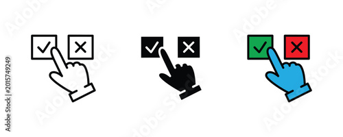 Fotografía Han clicking on check an cross mark icon st