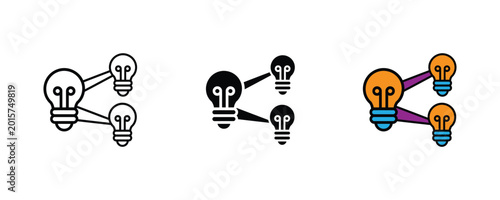 Billede på lærred Group ligh bulbs shr nngy sharing icon st