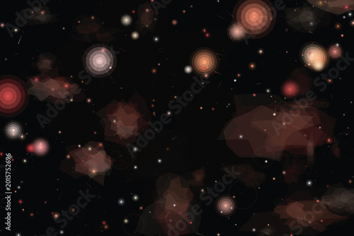 Abstract cosmic background with galaxies, stars, and nebulae in deep space, dark and mysterious mood.