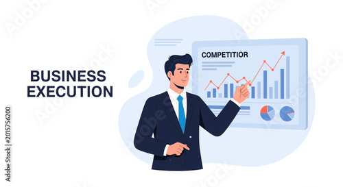 Business Execution Strategy - Man Pointing at Growth Chart
