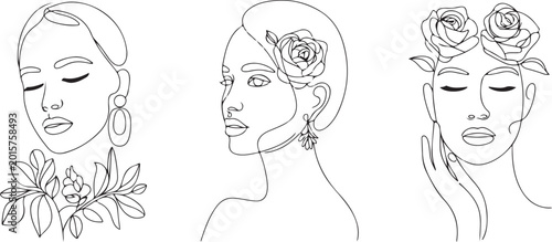 Photos Elegant women portraits with floral headpieces