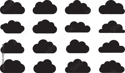 Obraz na plátne Collection of cute cloud icons in various shapes
