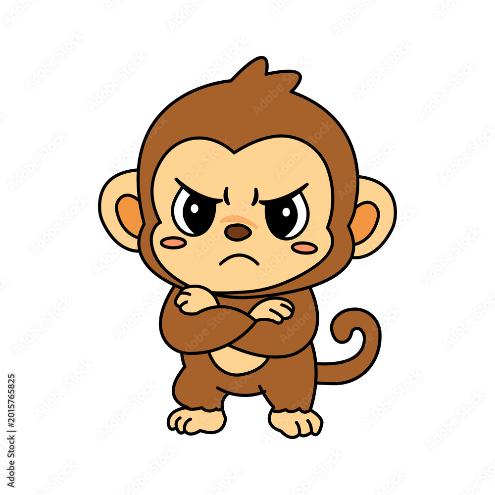 Obraz premium Cute monkey vector illustration icon element with various playful expressions and cheerful poses.