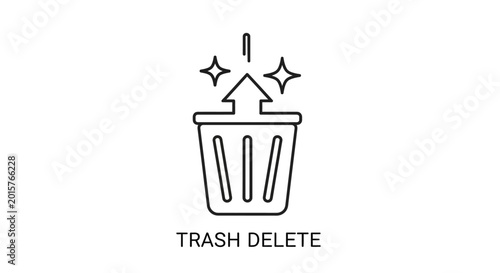 Digital Trash Icon for Data Deletion and System Cleanup