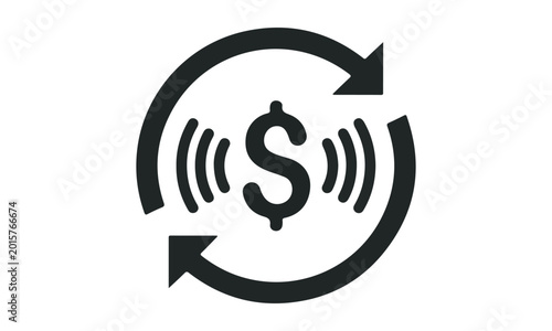 Black Dollar Sign with Circular Arrows Icon Vector Illustration