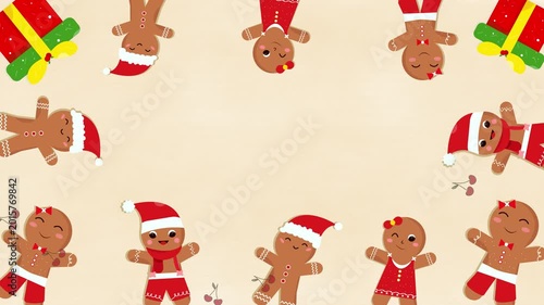 Christmas Gingerbread Kids Border Motion 4K