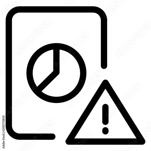 Warning graphic with pie chart on document